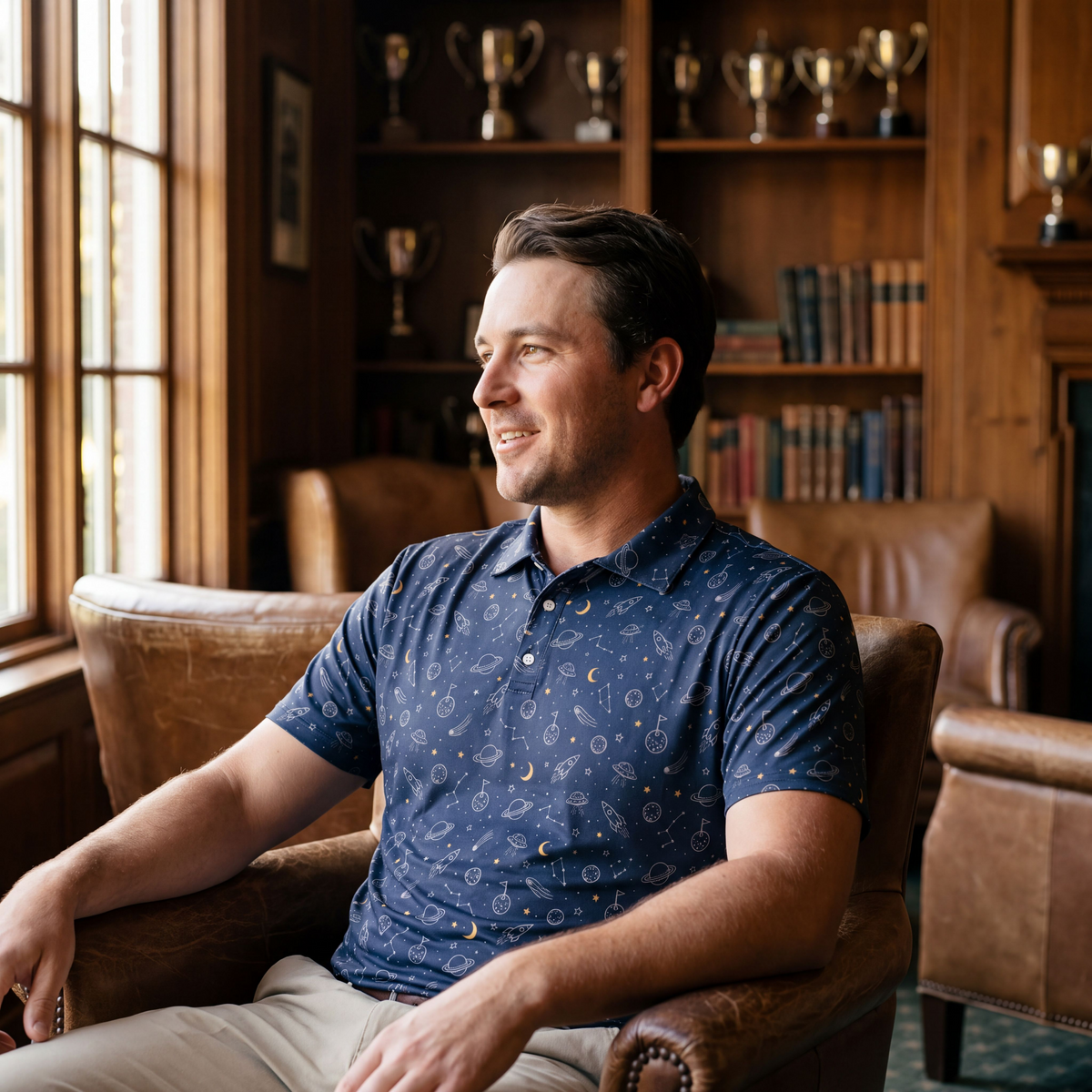 Whiskey club polo in tobacco brown