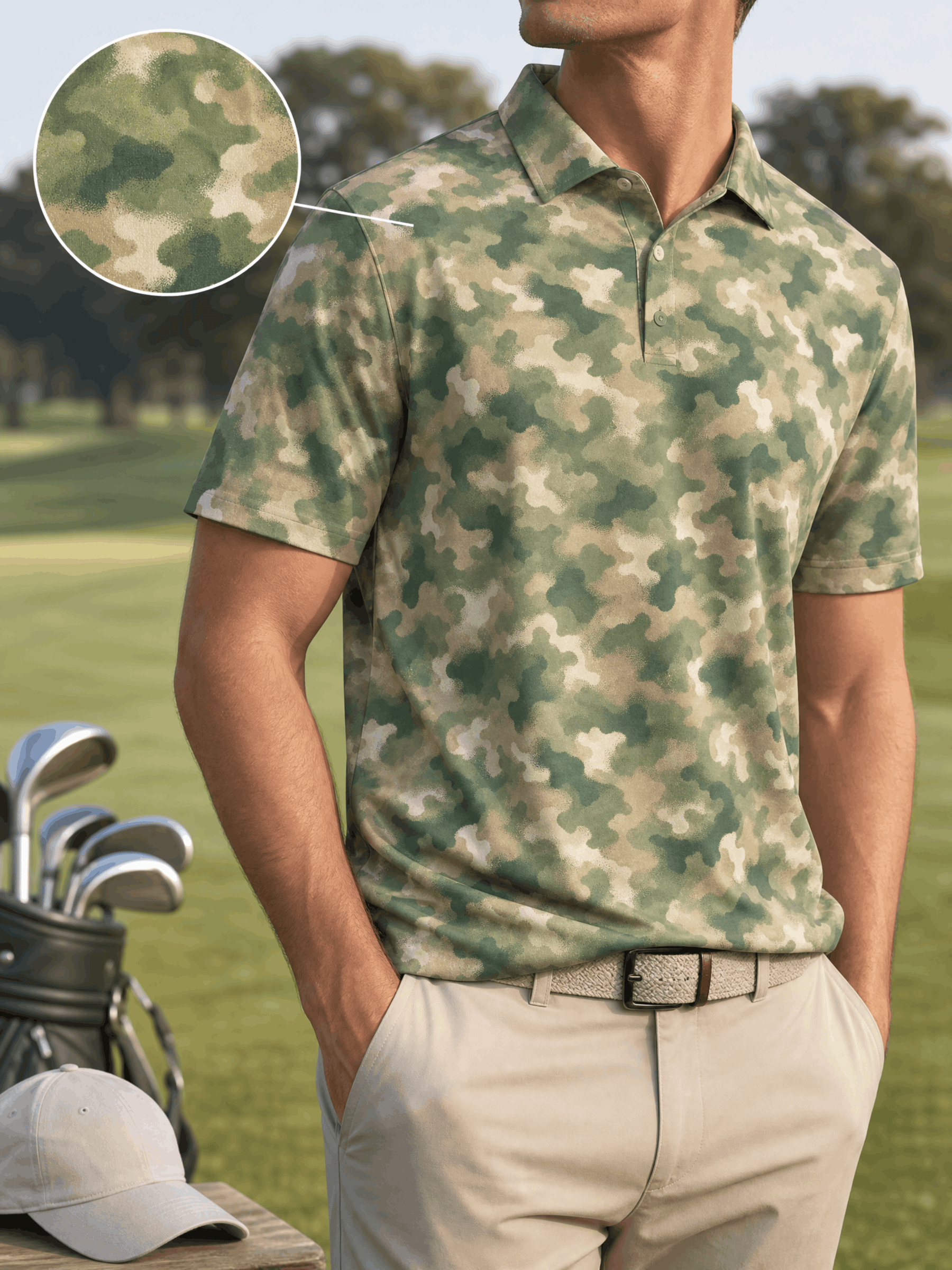 Field Camo Polo | Quiet Camo, Country Club Collar